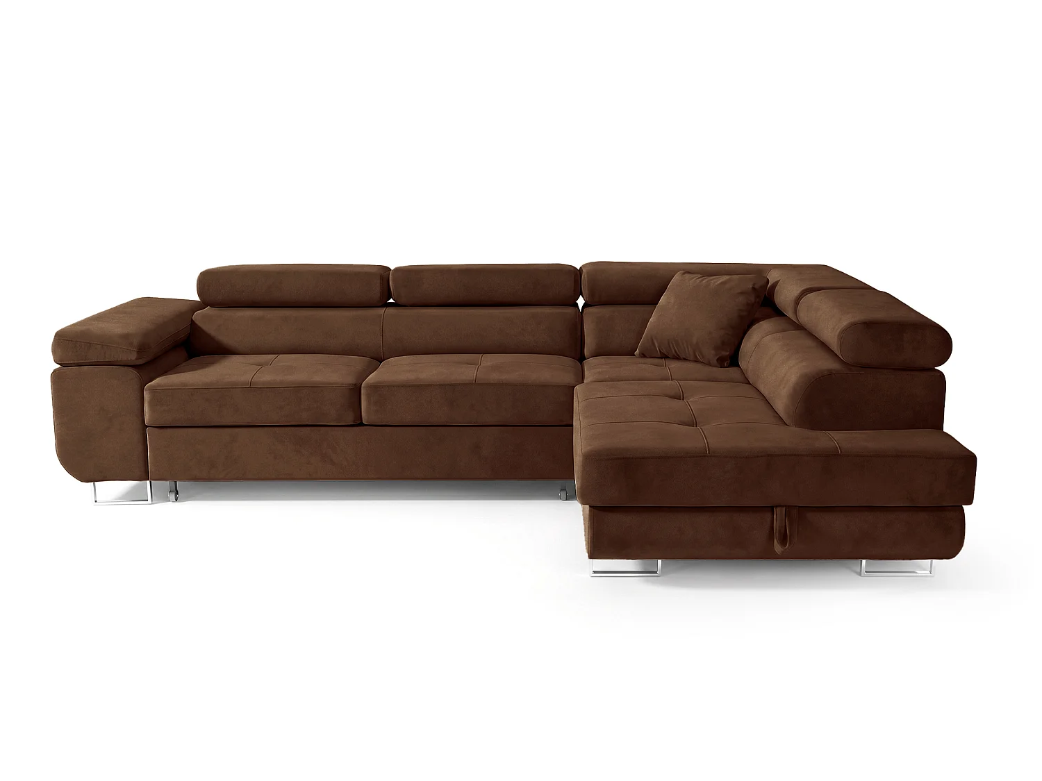 Ecksofa L-Form rechts mit Schlaffunktion dunkelbraun 272 cm - Luca