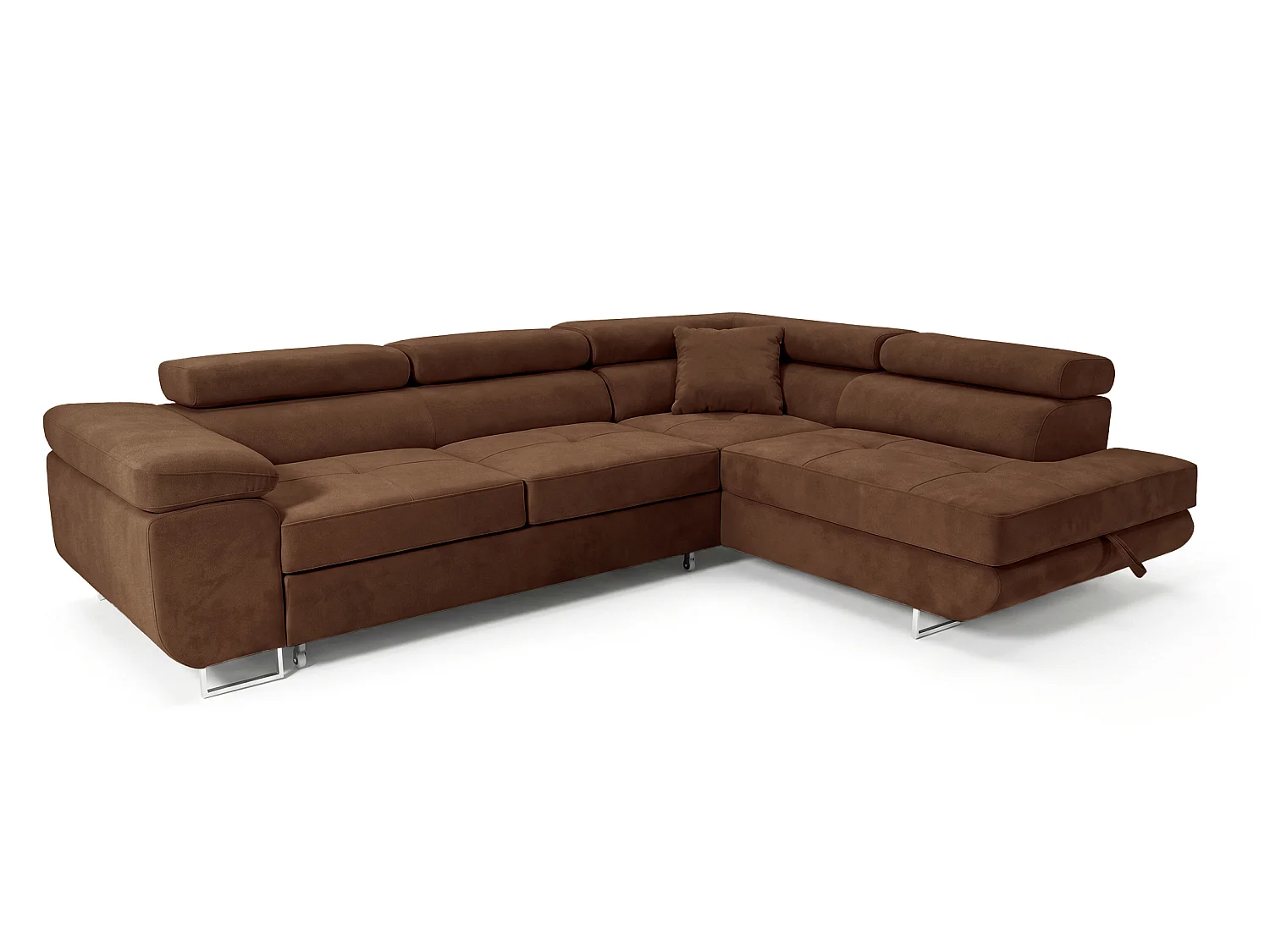 Ecksofa L-Form rechts mit Schlaffunktion dunkelbraun 272 cm - Luca