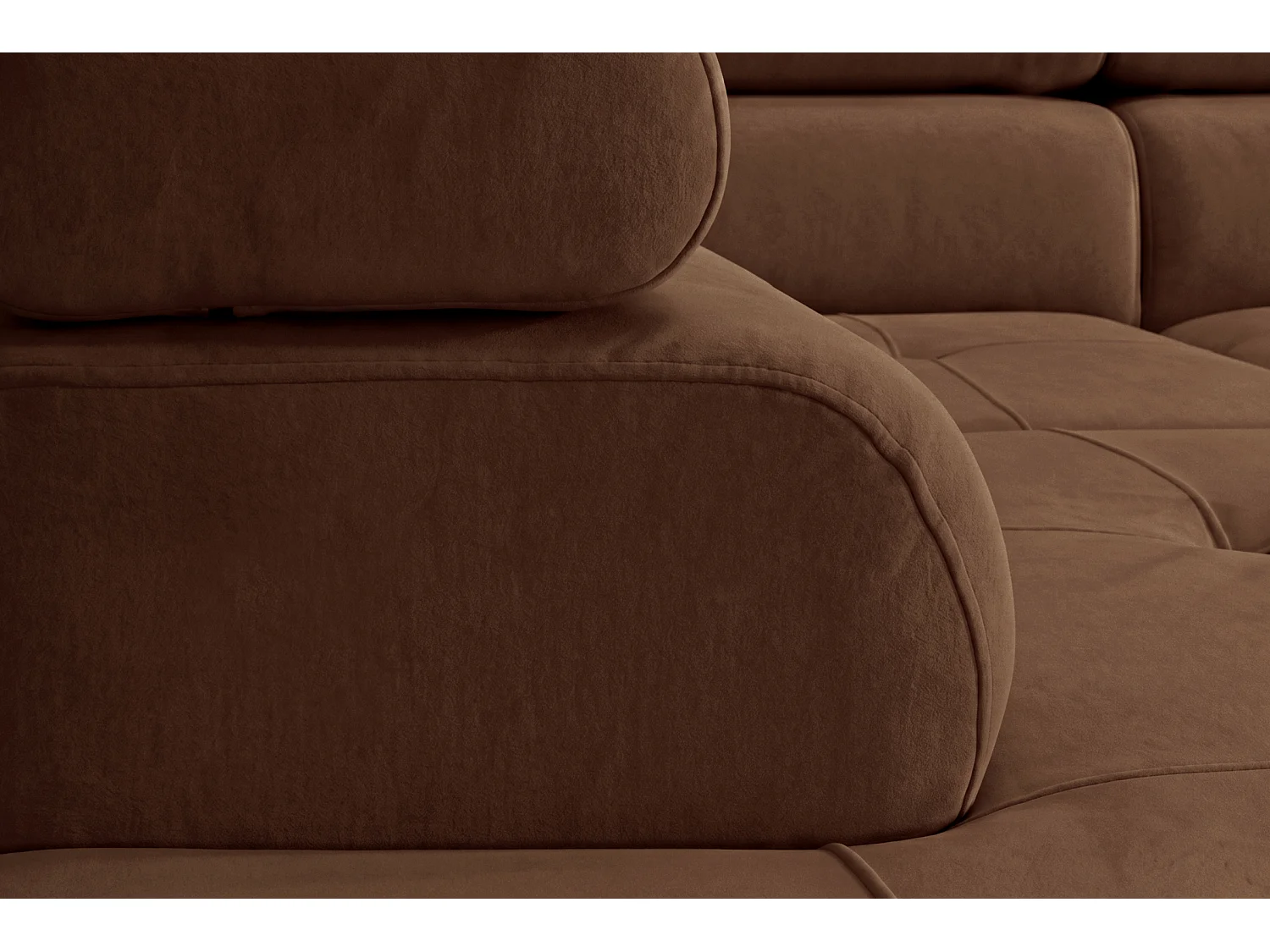 Ecksofa L-Form rechts mit Schlaffunktion dunkelbraun 272 cm - Luca