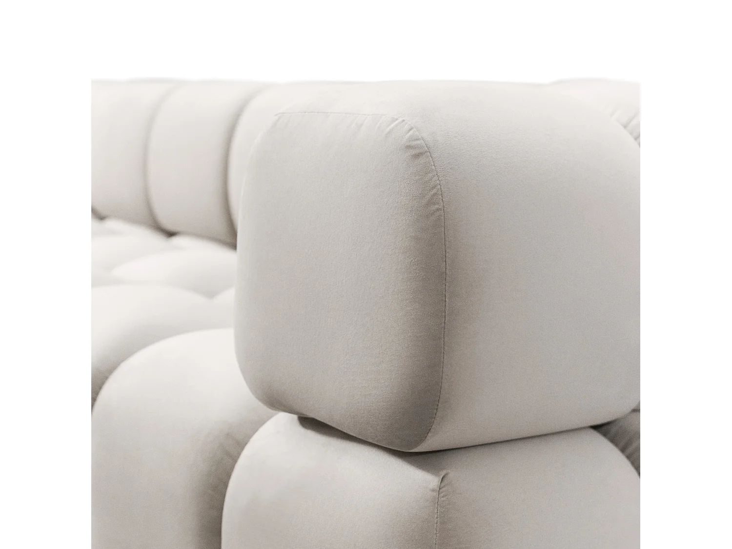 Canapé d'angle capitonné réversible en velours bleu nuit 288 cm - TONDO