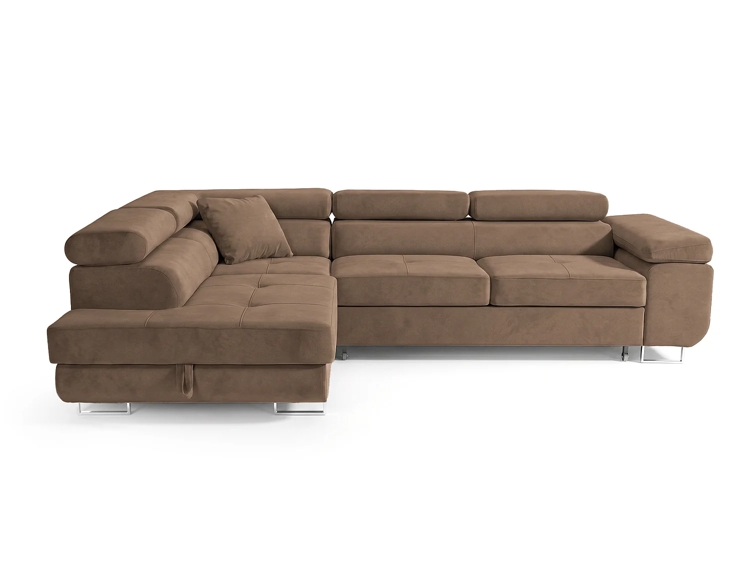 Ecksofa L-Form links mit Schlaffunktion braun 272 cm - Luca