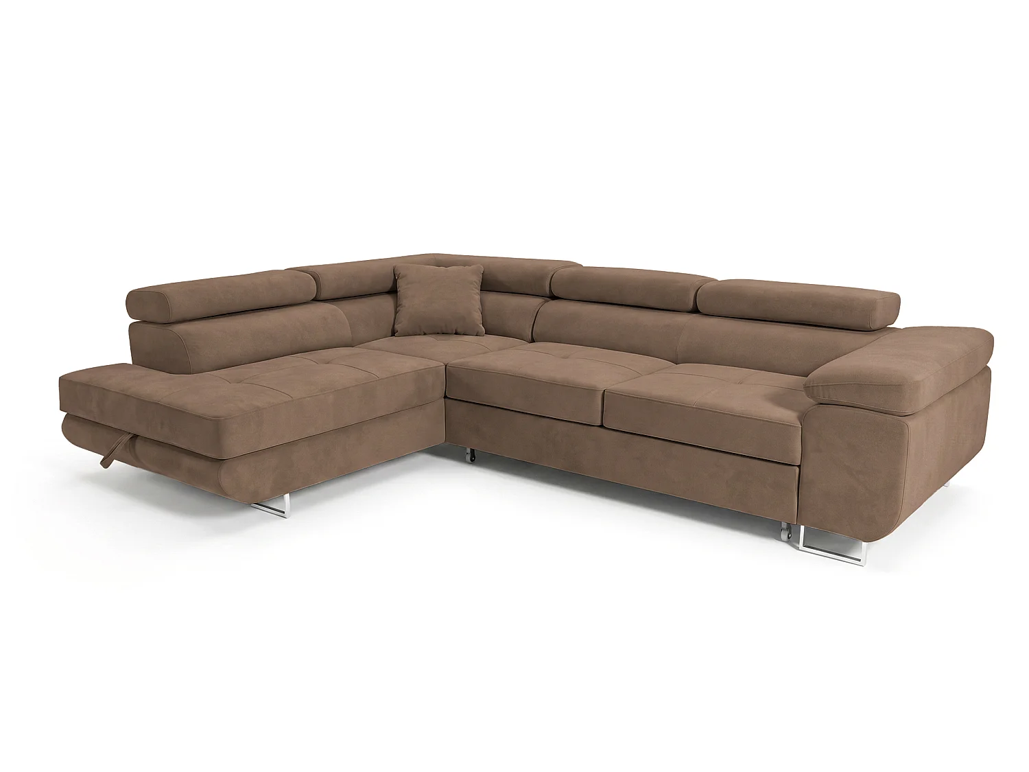 Ecksofa L-Form links mit Schlaffunktion braun 272 cm - Luca