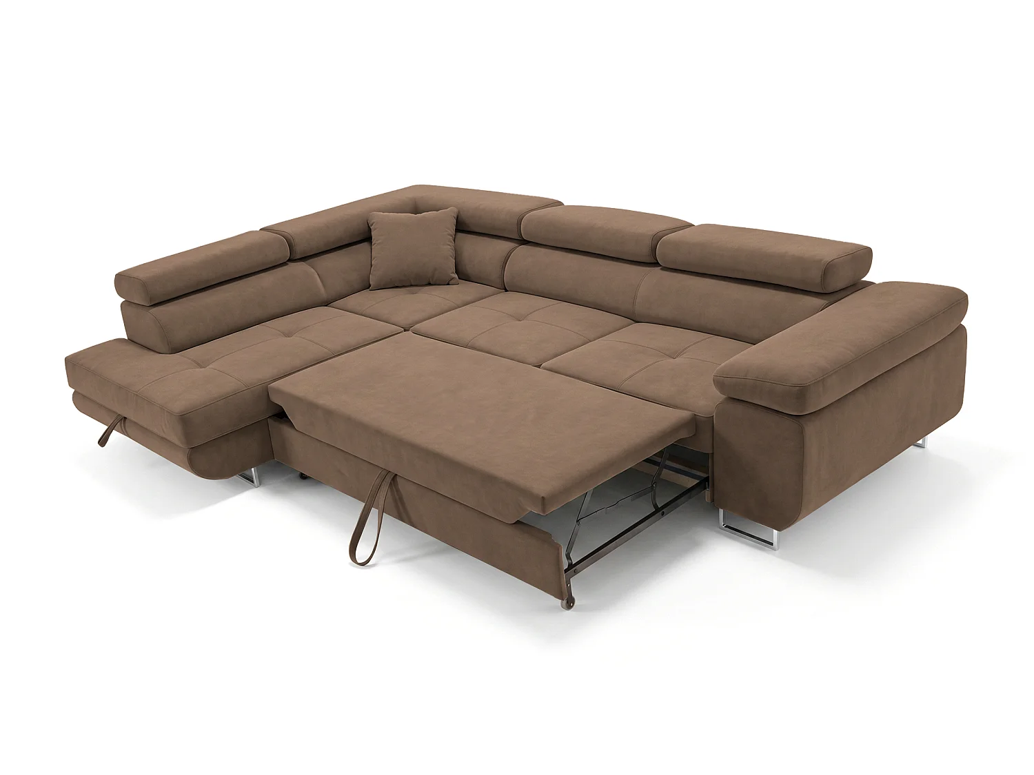 Ecksofa L-Form links mit Schlaffunktion braun 272 cm - Luca