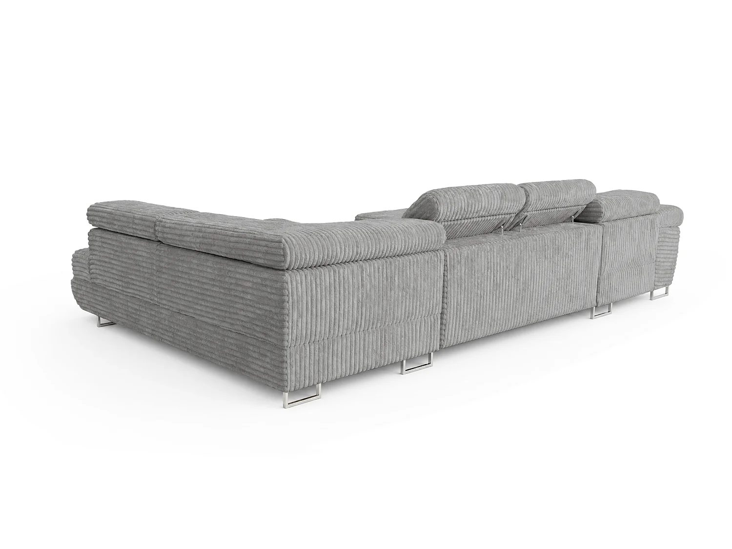 Wohnlandschaft mit Schlaffunktion und 2 Bettkästen hellgrau 345 cm - Cordo U