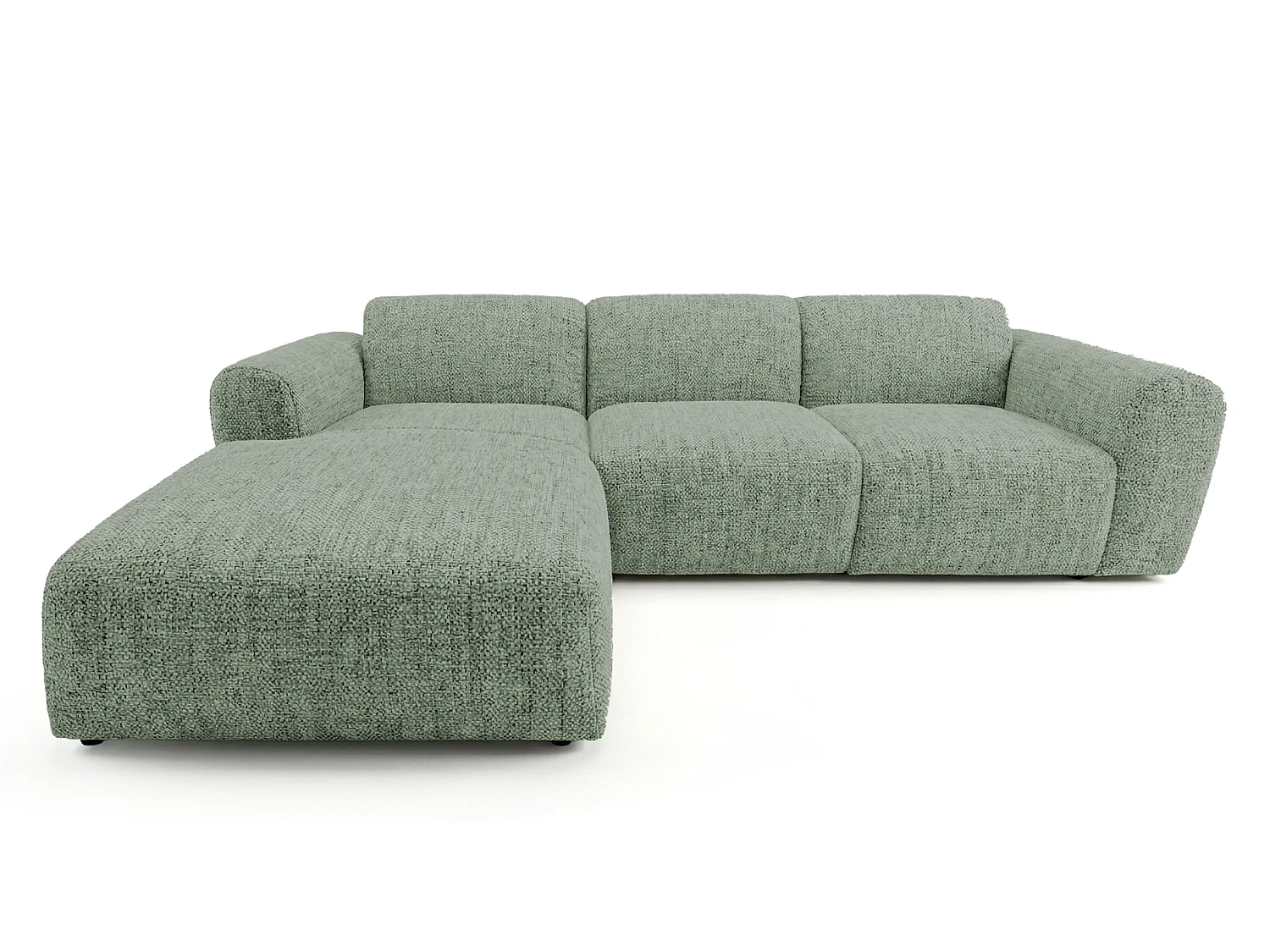 Canapé d'angle gauche en tissu bouclé vert amande 310 cm - GIN