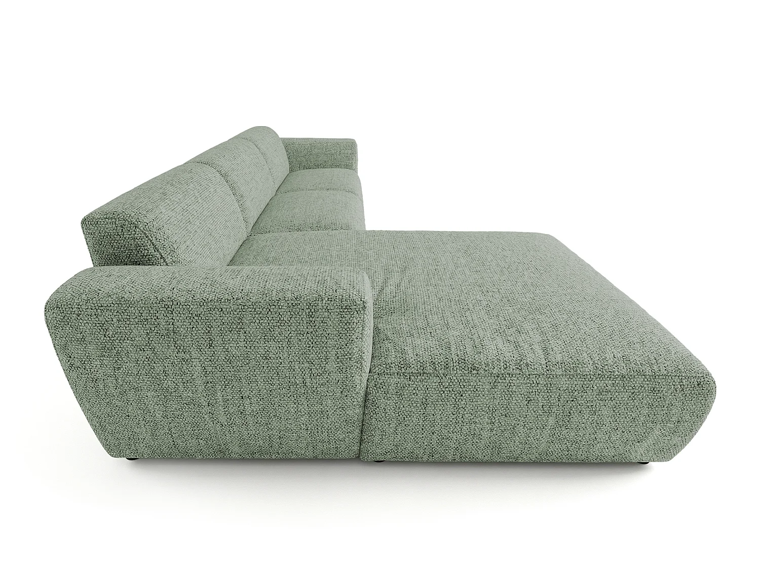 Canapé d'angle gauche en tissu bouclé vert amande 310 cm - GIN