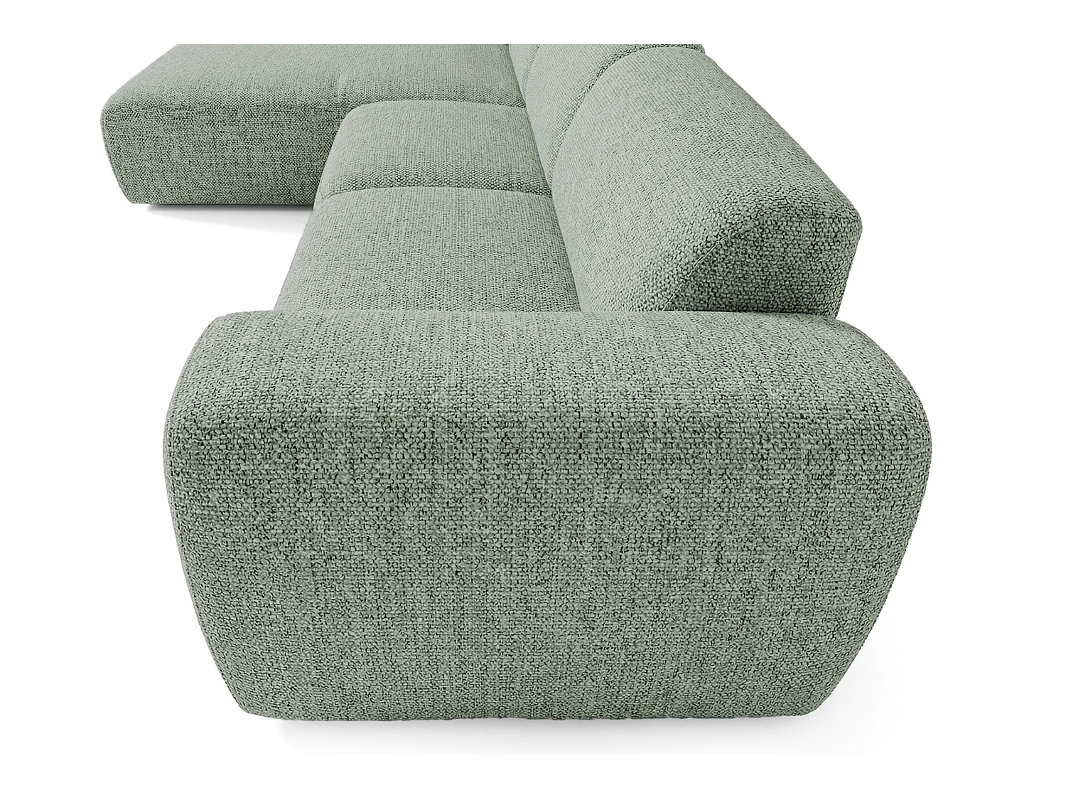 Canapé d'angle gauche en tissu bouclé vert amande 310 cm - GIN