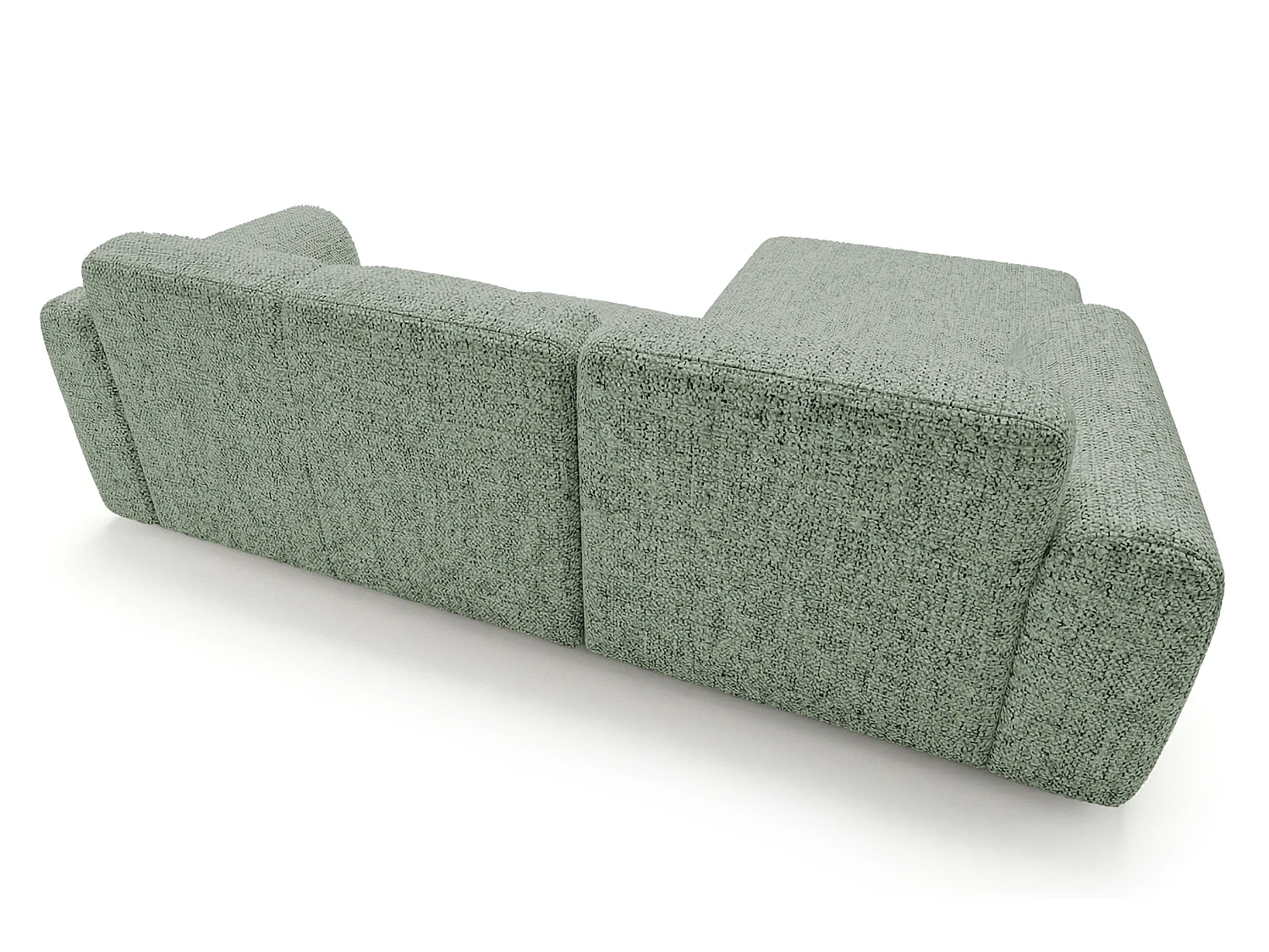 Canapé d'angle gauche en tissu bouclé vert amande 310 cm - GIN