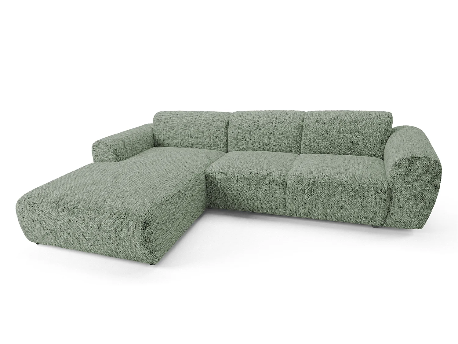 Canapé d'angle gauche en tissu bouclé vert amande 310 cm - GIN