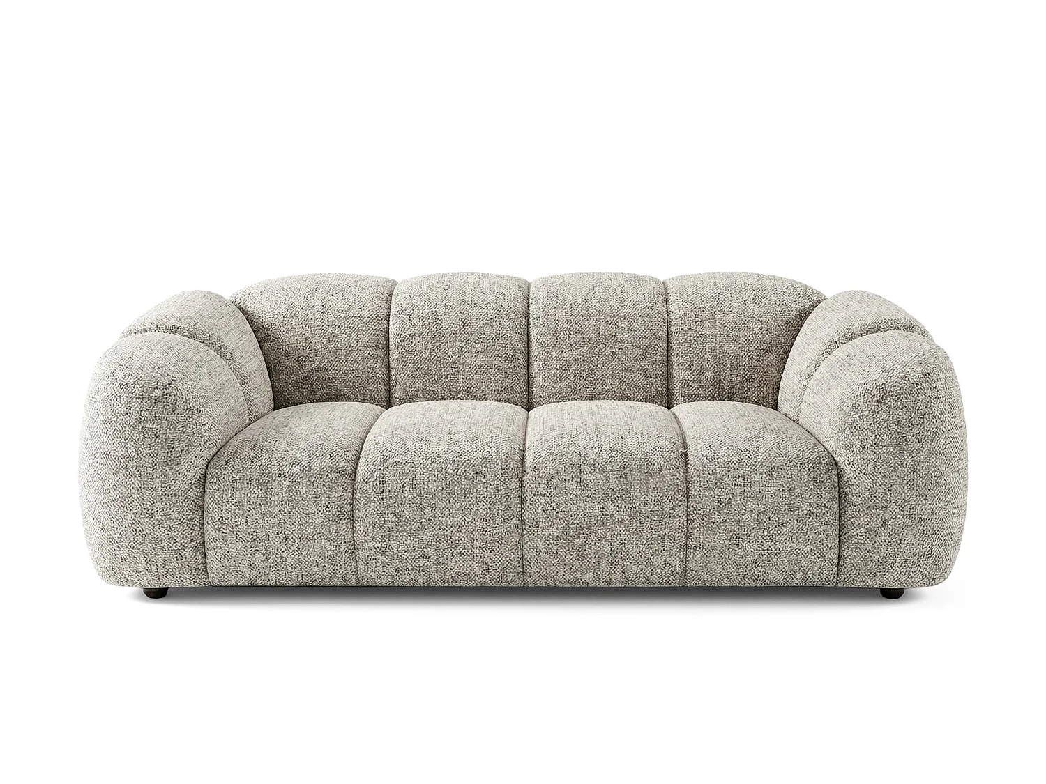 Canapé 3 places capitonné en tissu bouclé gris clair 240 cm - MALI 3S