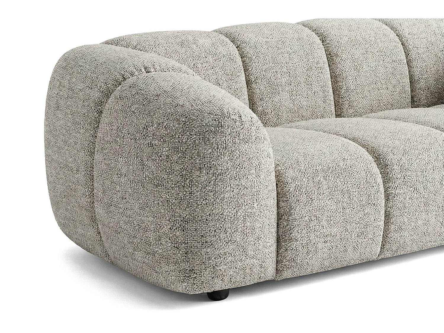 Canapé 3 places capitonné en tissu bouclé gris clair 240 cm - MALI 3S