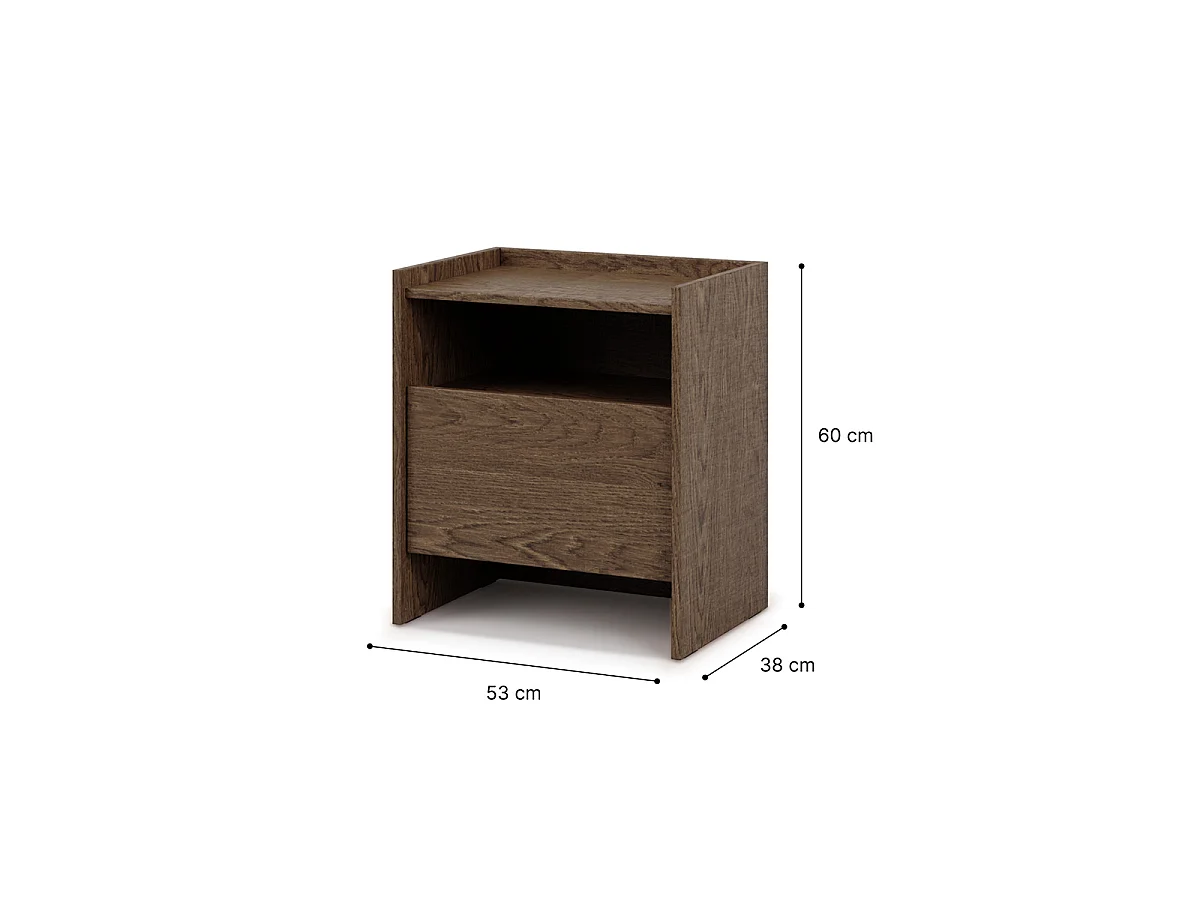 Nachttisch mit 1 Schublade Japandi Dunkles Holz