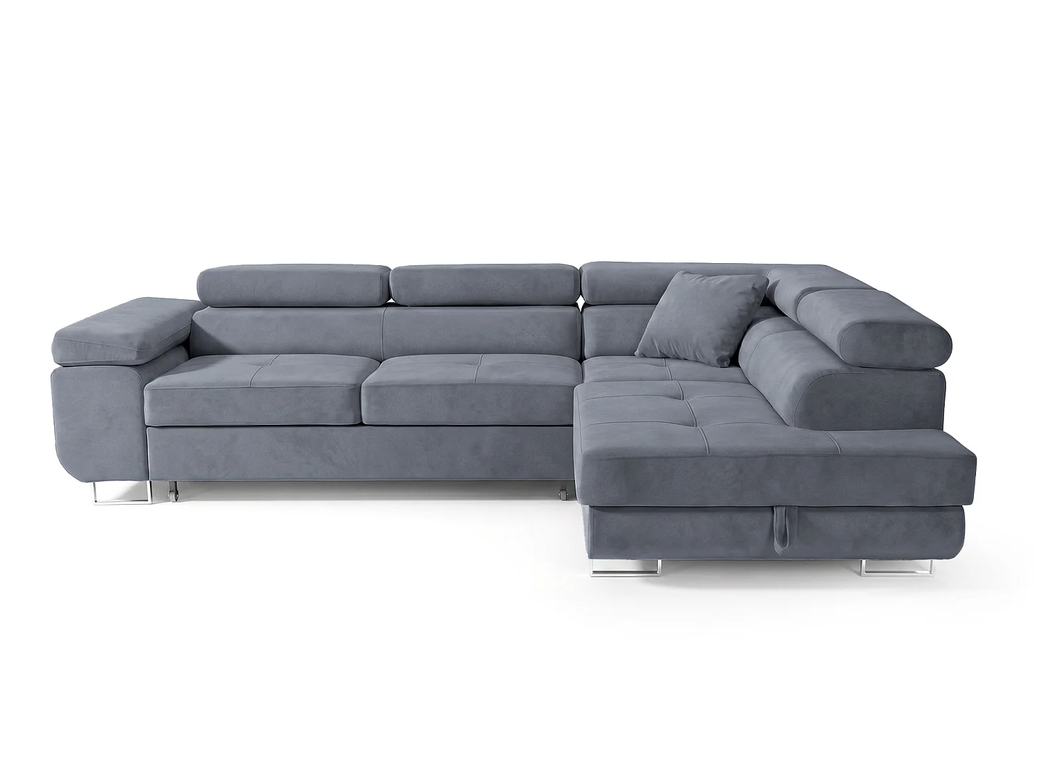 Ecksofa L-Form rechts mit Schlaffunktion grau 272 cm - Luca