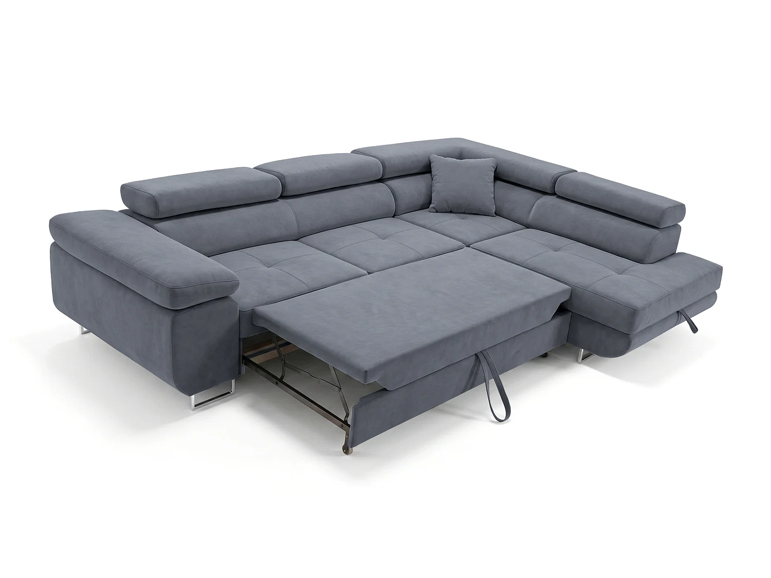 Ecksofa L-Form rechts mit Schlaffunktion grau 272 cm - Luca