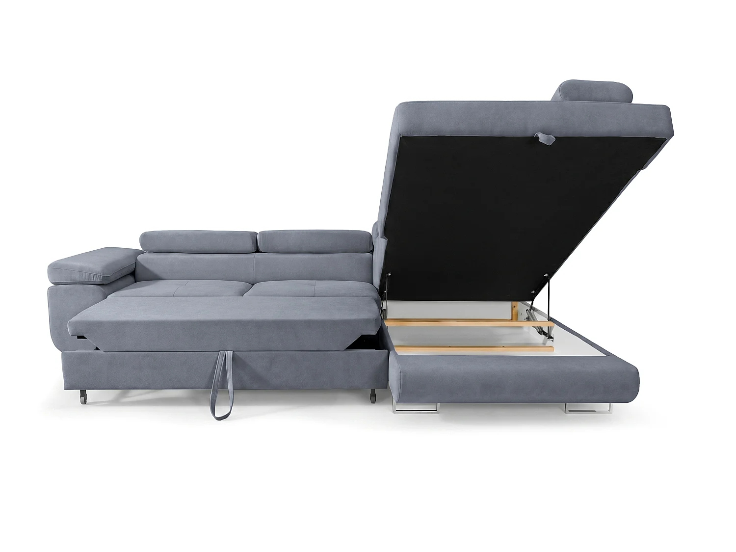Ecksofa L-Form rechts mit Schlaffunktion grau 272 cm - Luca