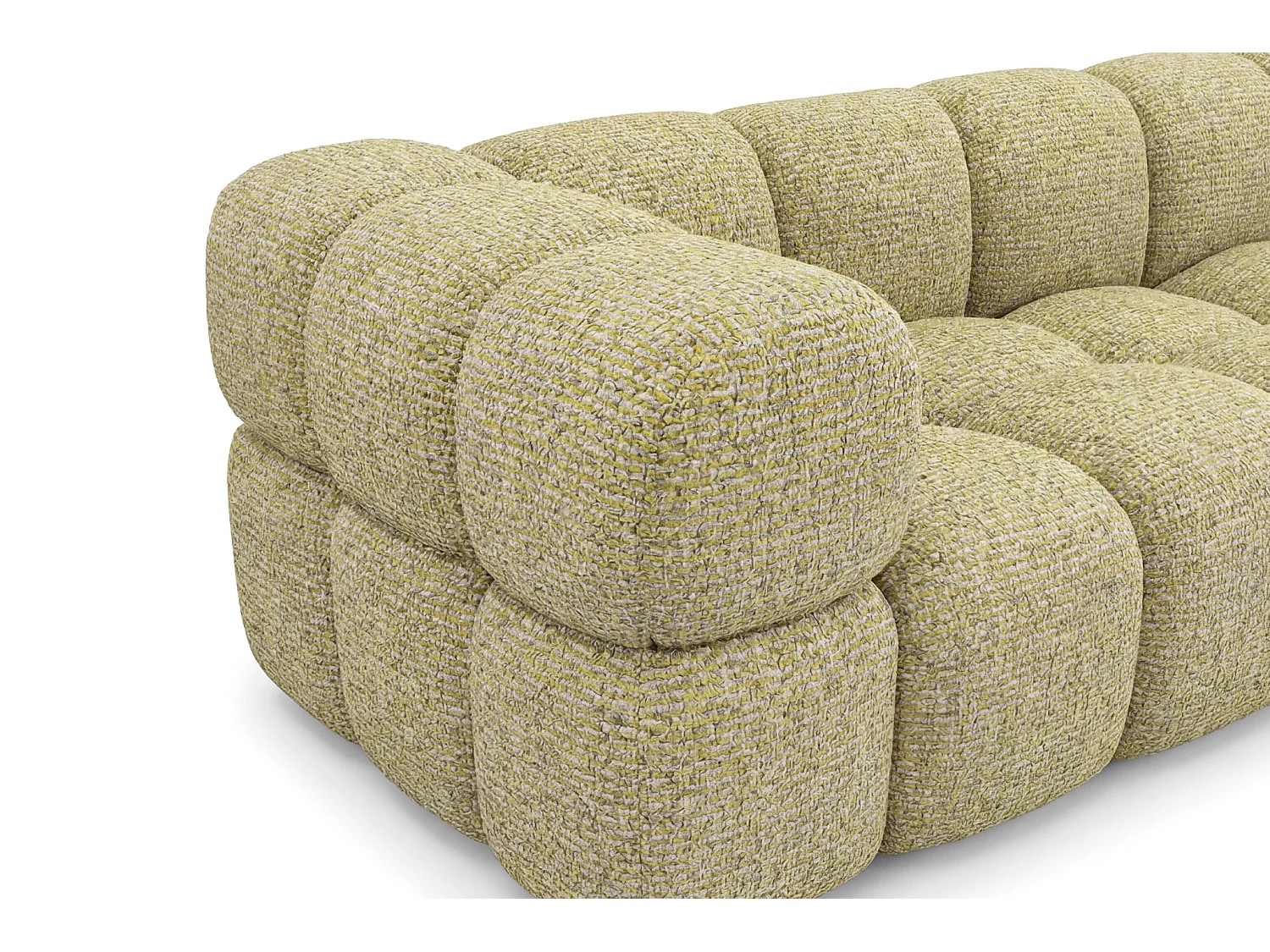 Canapé d'angle gauche capitonné en tissu bouclé jaune moutarde 280 cm - AVERRO