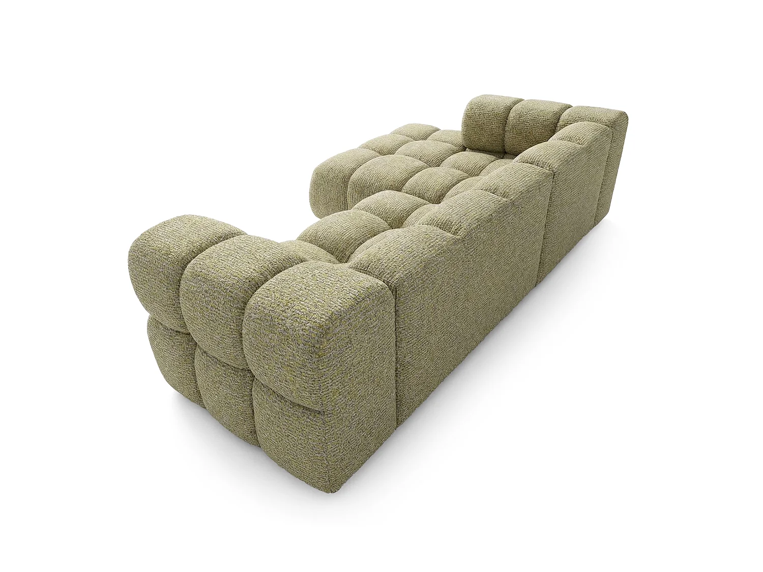 Canapé d'angle gauche capitonné en tissu bouclé jaune moutarde 280 cm - AVERRO