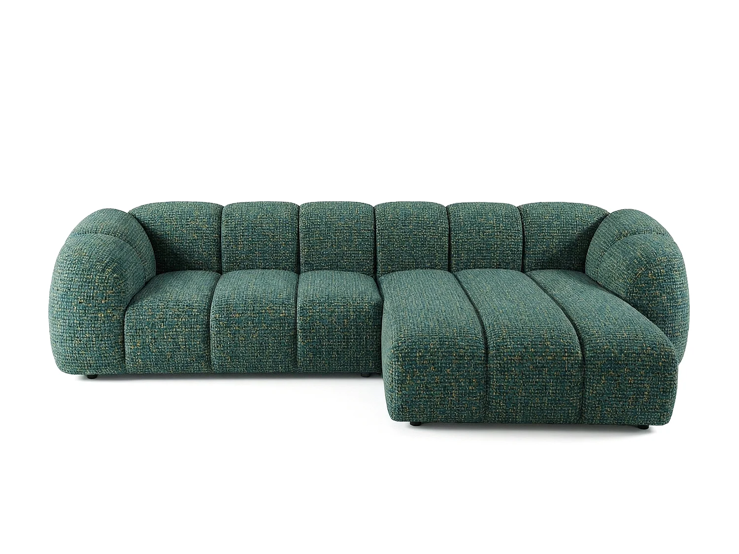 Canapé d'angle droit tissu bouclé vert 280 cm - Mali Design