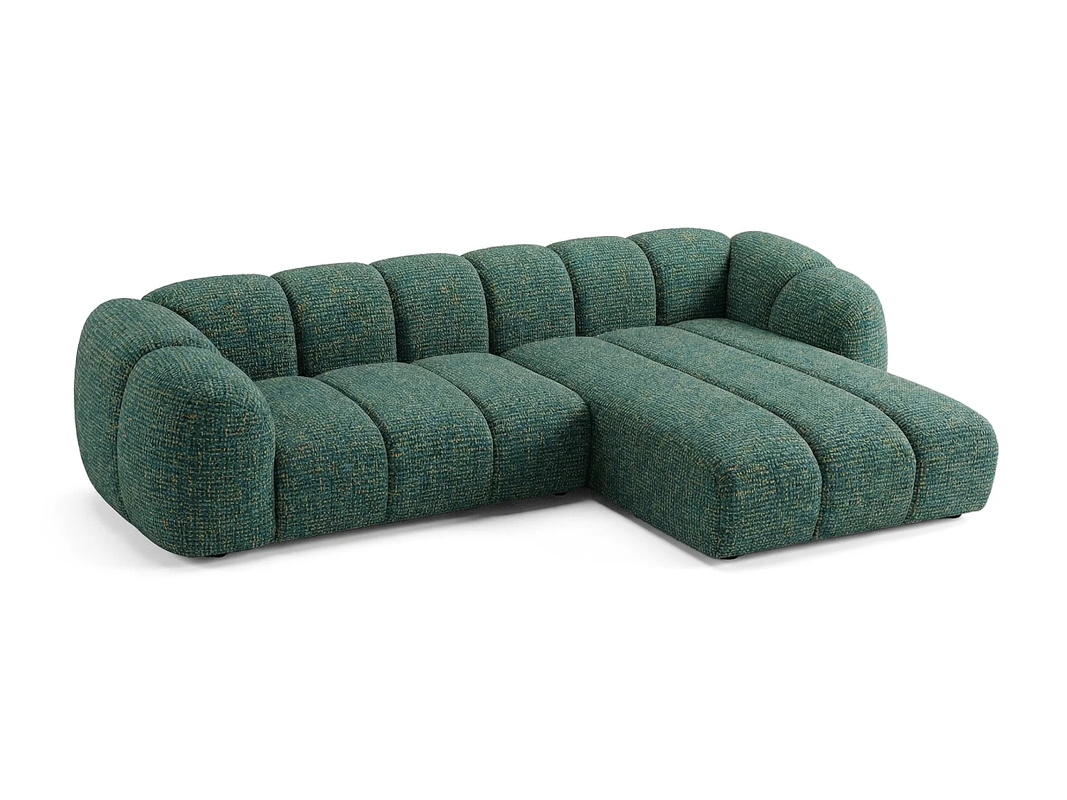 Canapé d'angle droit tissu bouclé vert 280 cm - Mali Design