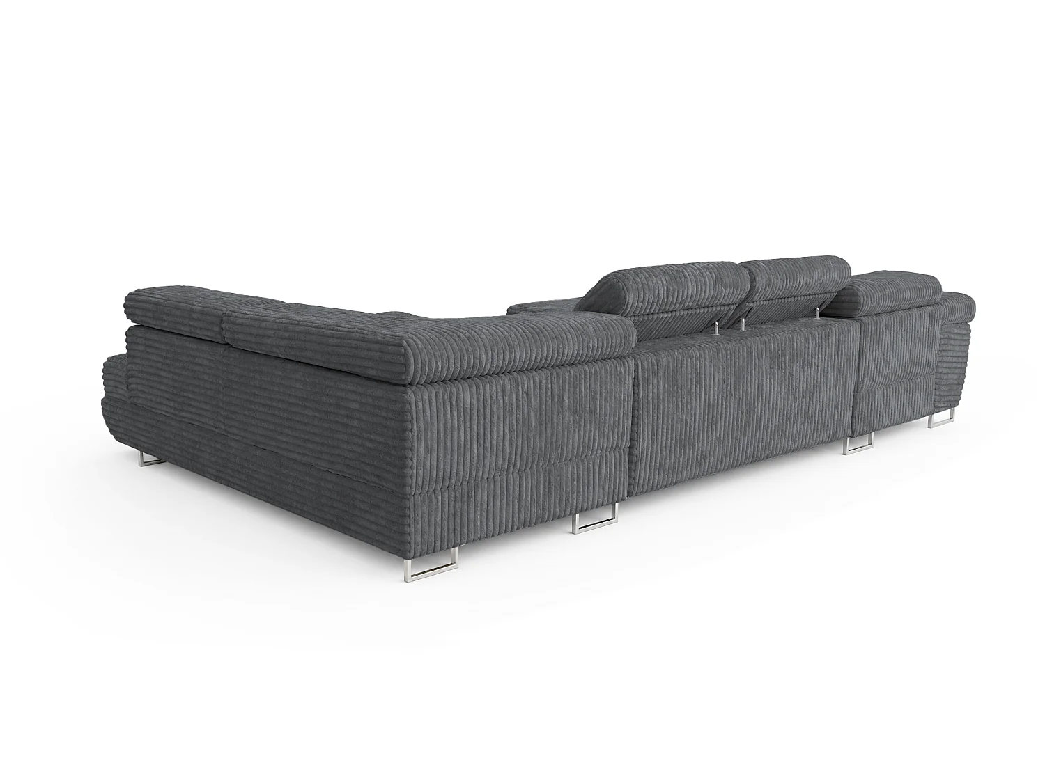 Wohnlandschaft mit Schlaffunktion und 2 Bettkästen grau 345 cm - Cordo U