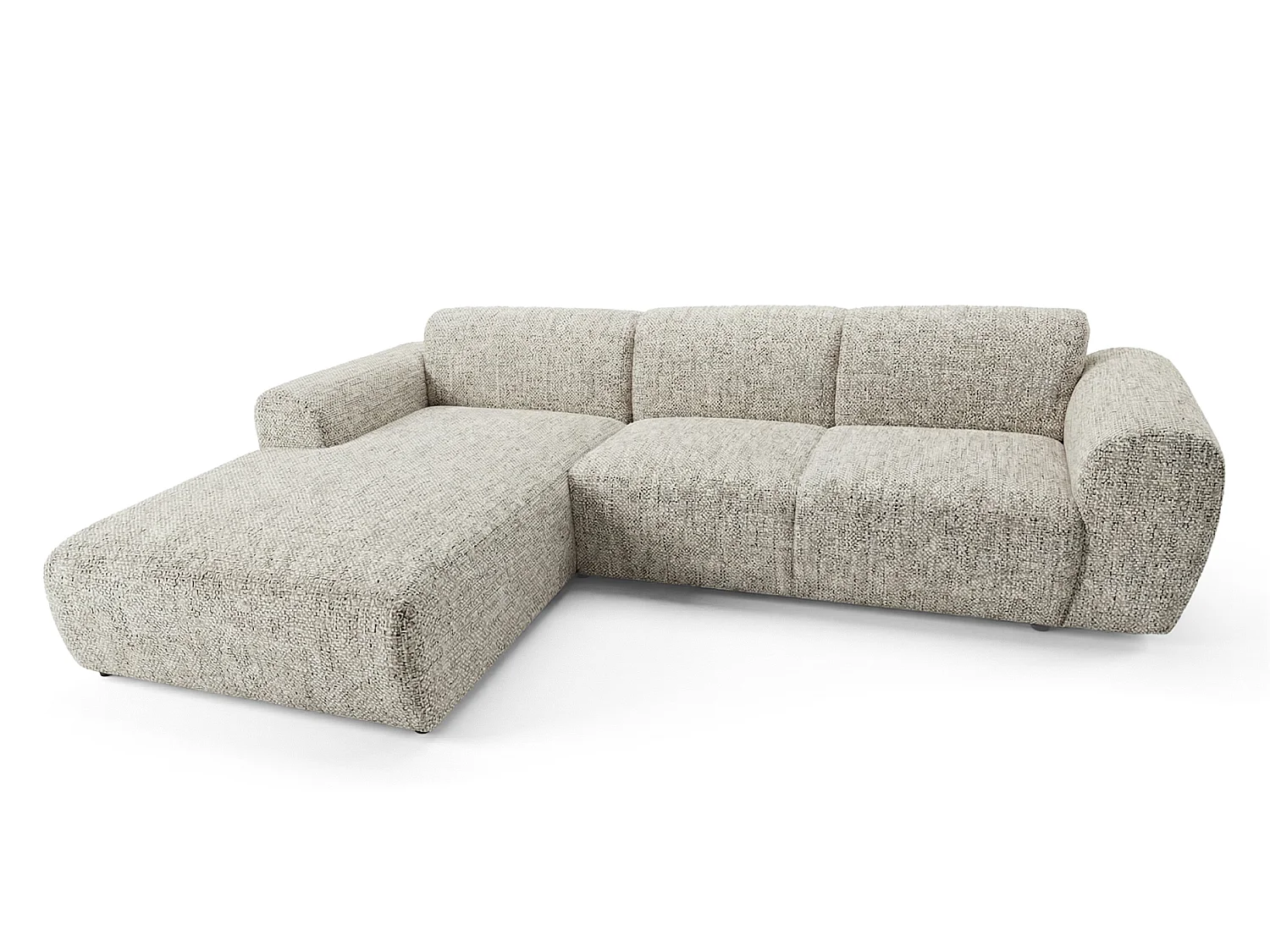 Canapé d'angle gauche en tissu bouclé gris clair 310 cm - GIN