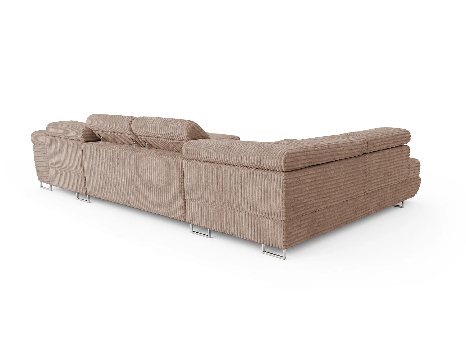 Wohnlandschaft mit Schlaffunktion und 2 Bettkästen beige 345 cm - Cordo U