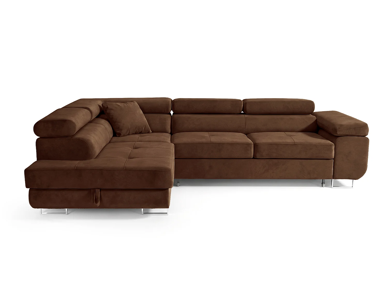 Ecksofa L-Form links mit Schlaffunktion dunkelbraun 272 cm - Luca