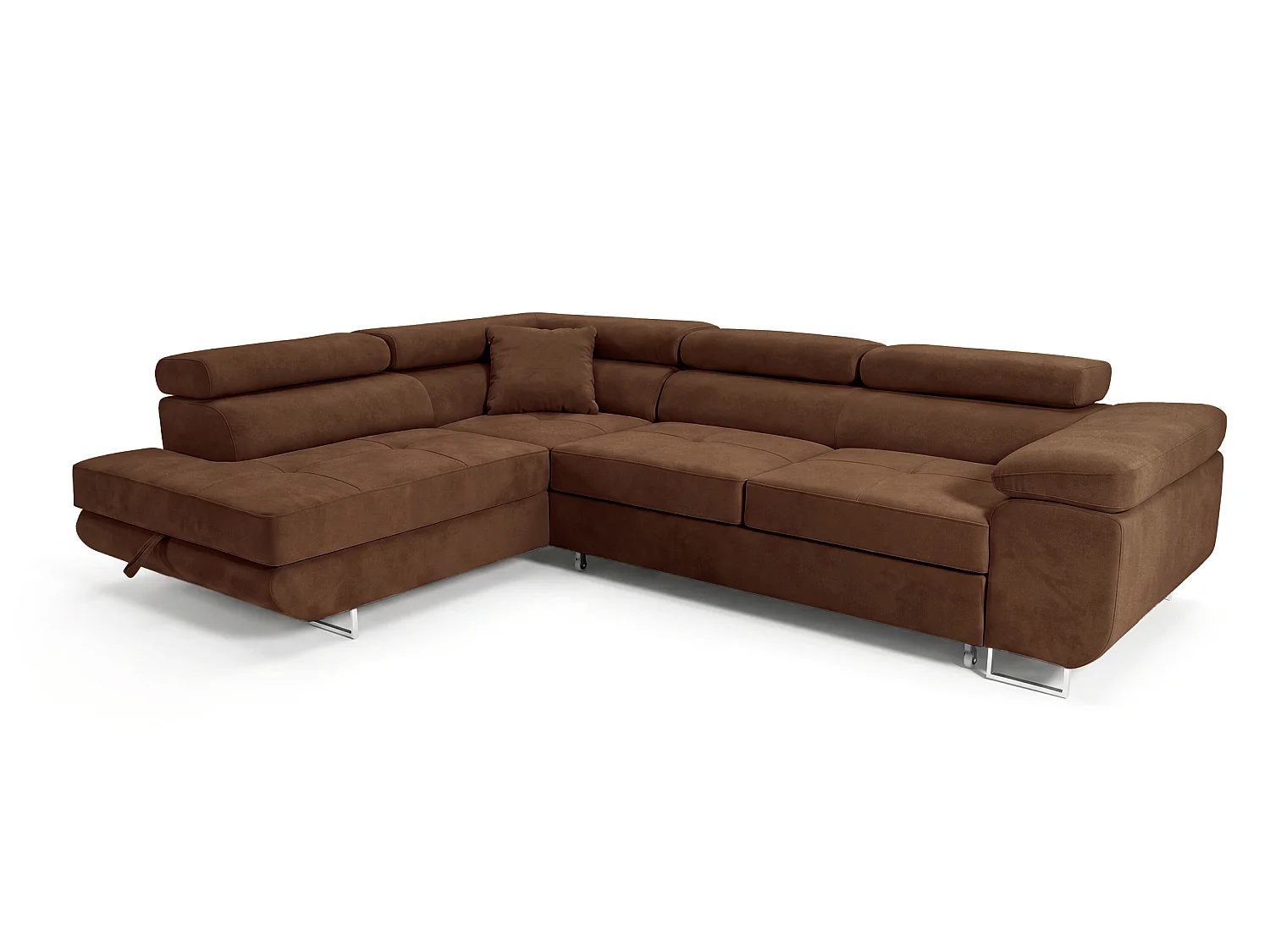 Ecksofa L-Form links mit Schlaffunktion dunkelbraun 272 cm - Luca