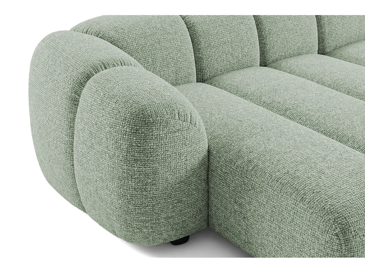 Canapé d'angle droit tissu bouclé vert amande 280 cm - Mali Design