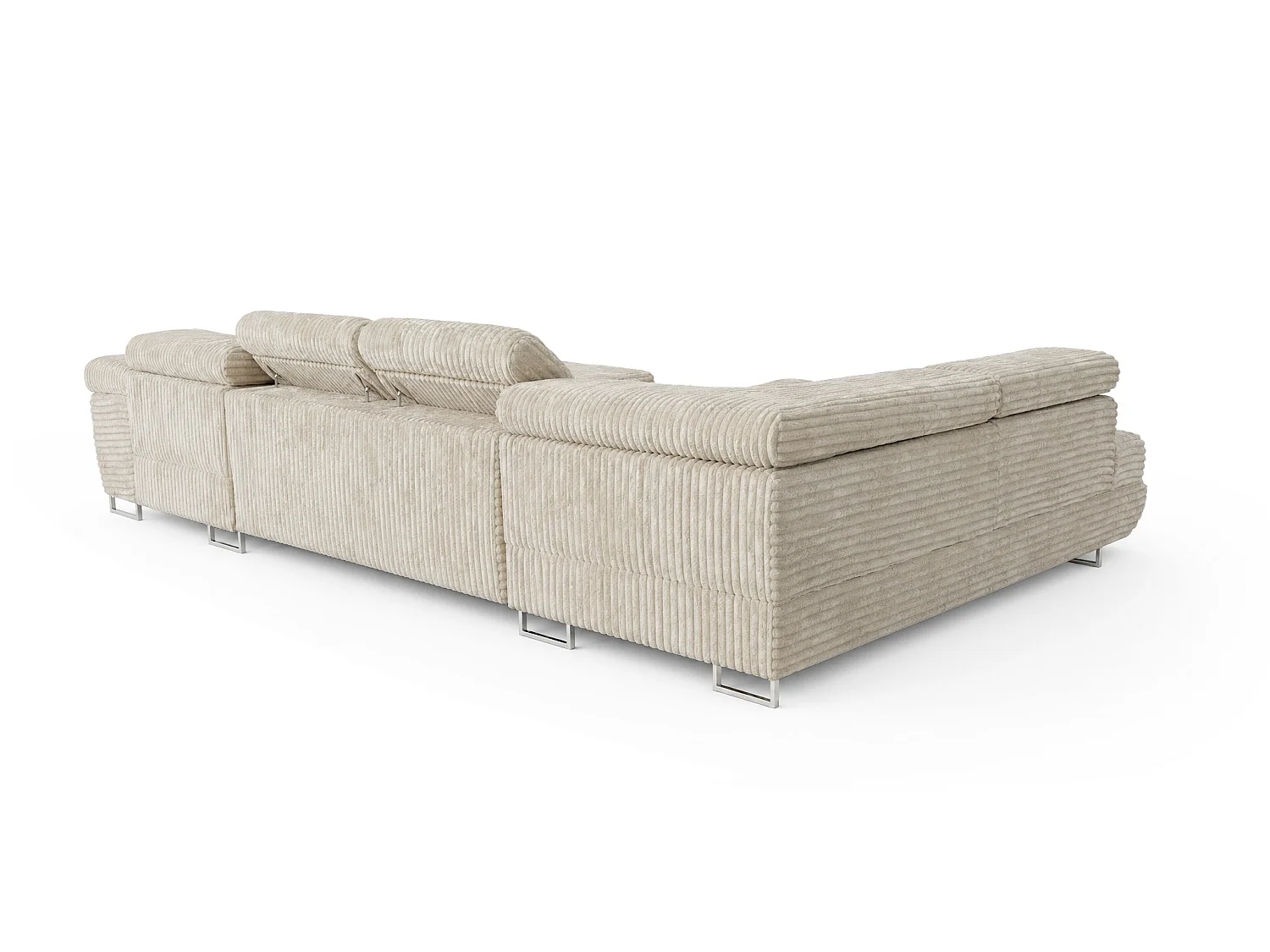 Wohnlandschaft mit Schlaffunktion und 2 Bettkästen cremeweiß 345 cm - Cordo U