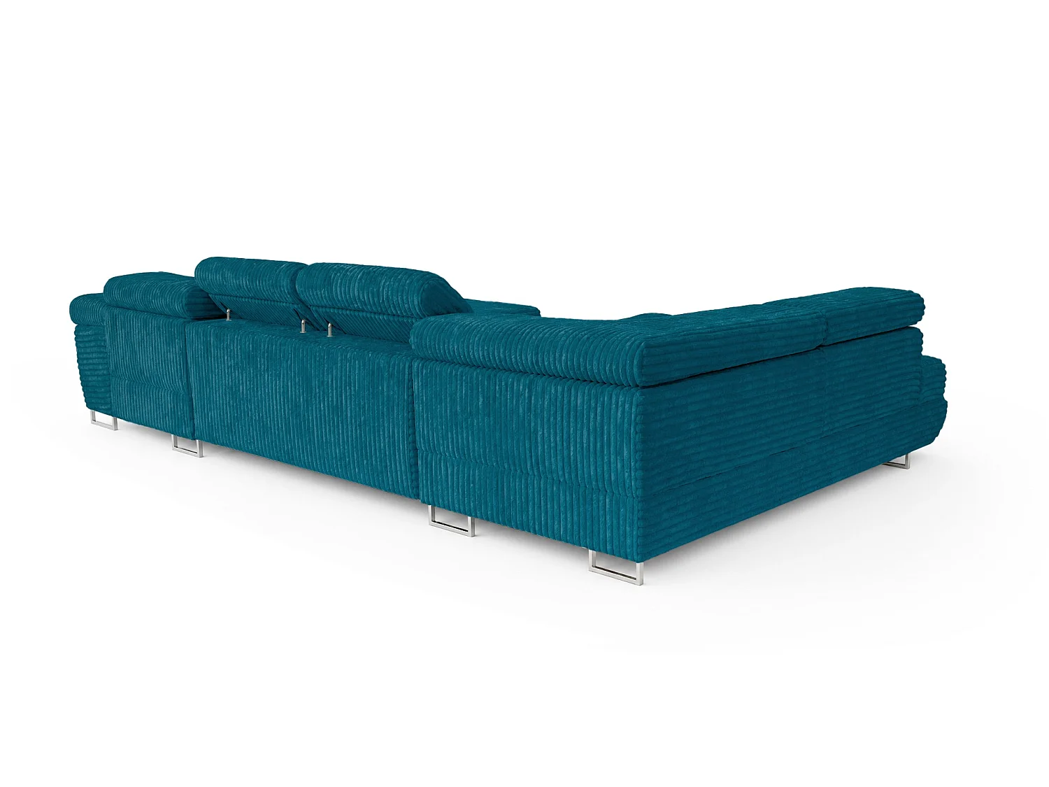 Wohnlandschaft mit Schlaffunktion und 2 Bettkästen türkis 345 cm - Cordo U