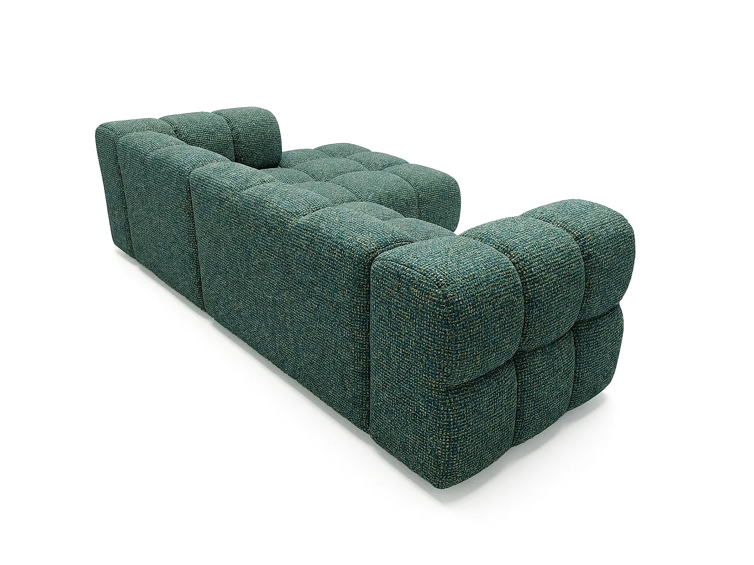 Canapé d'angle droit capitonné en tissu bouclé vert 280 cm - AVERRO