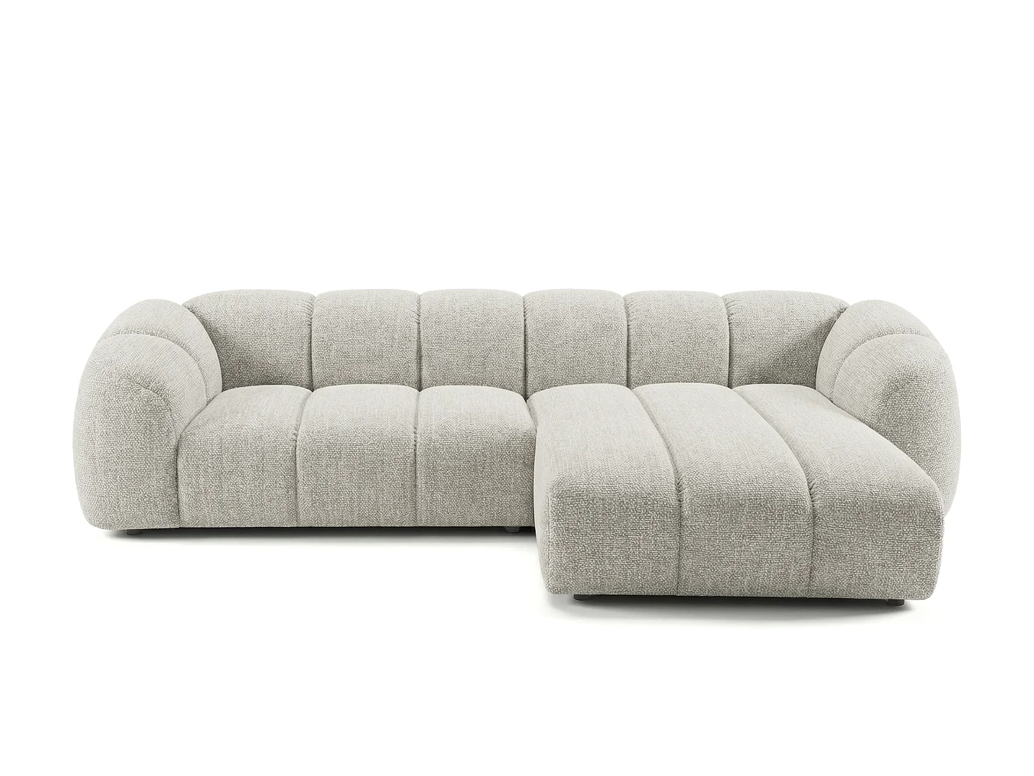 Canapé d'angle droit tissu bouclé beige 280 cm - Mali Design