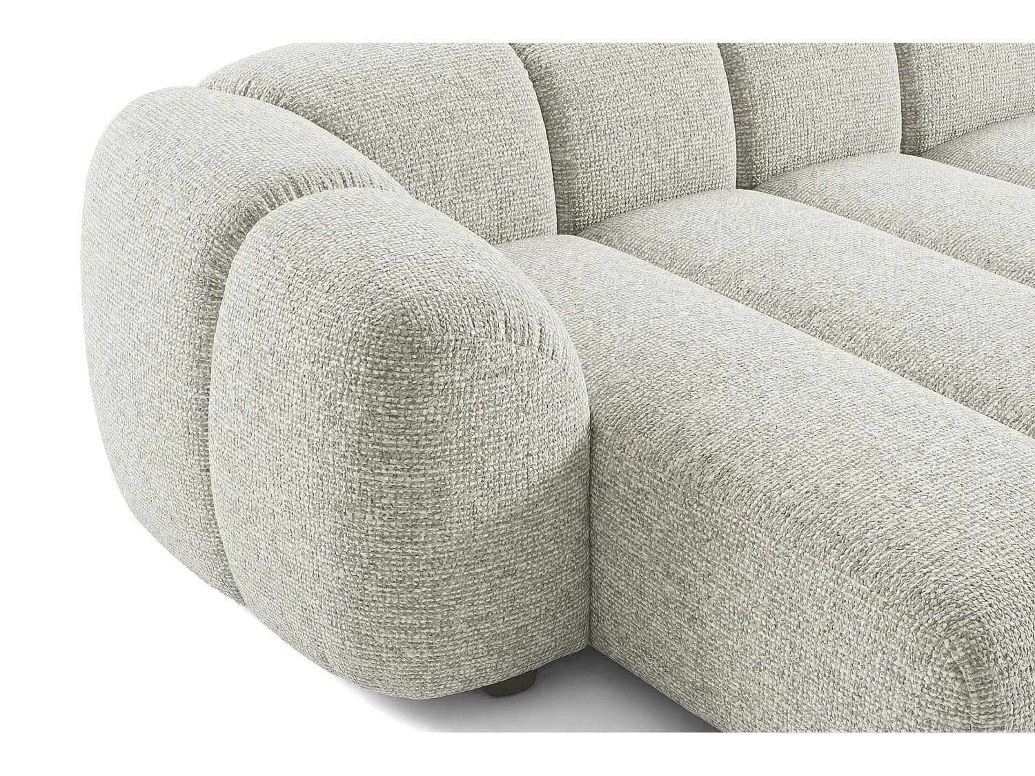 Canapé d'angle droit tissu bouclé beige 280 cm - Mali Design