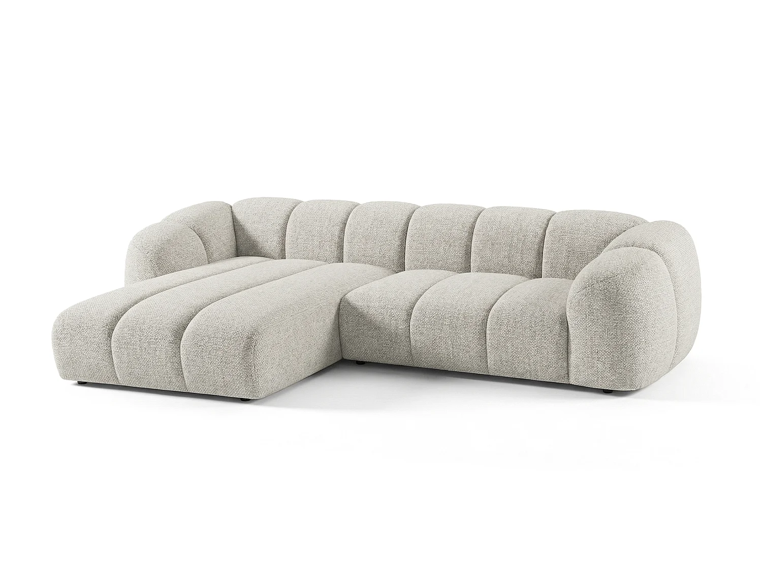Canapé d'angle droit tissu bouclé beige 280 cm - Mali Design