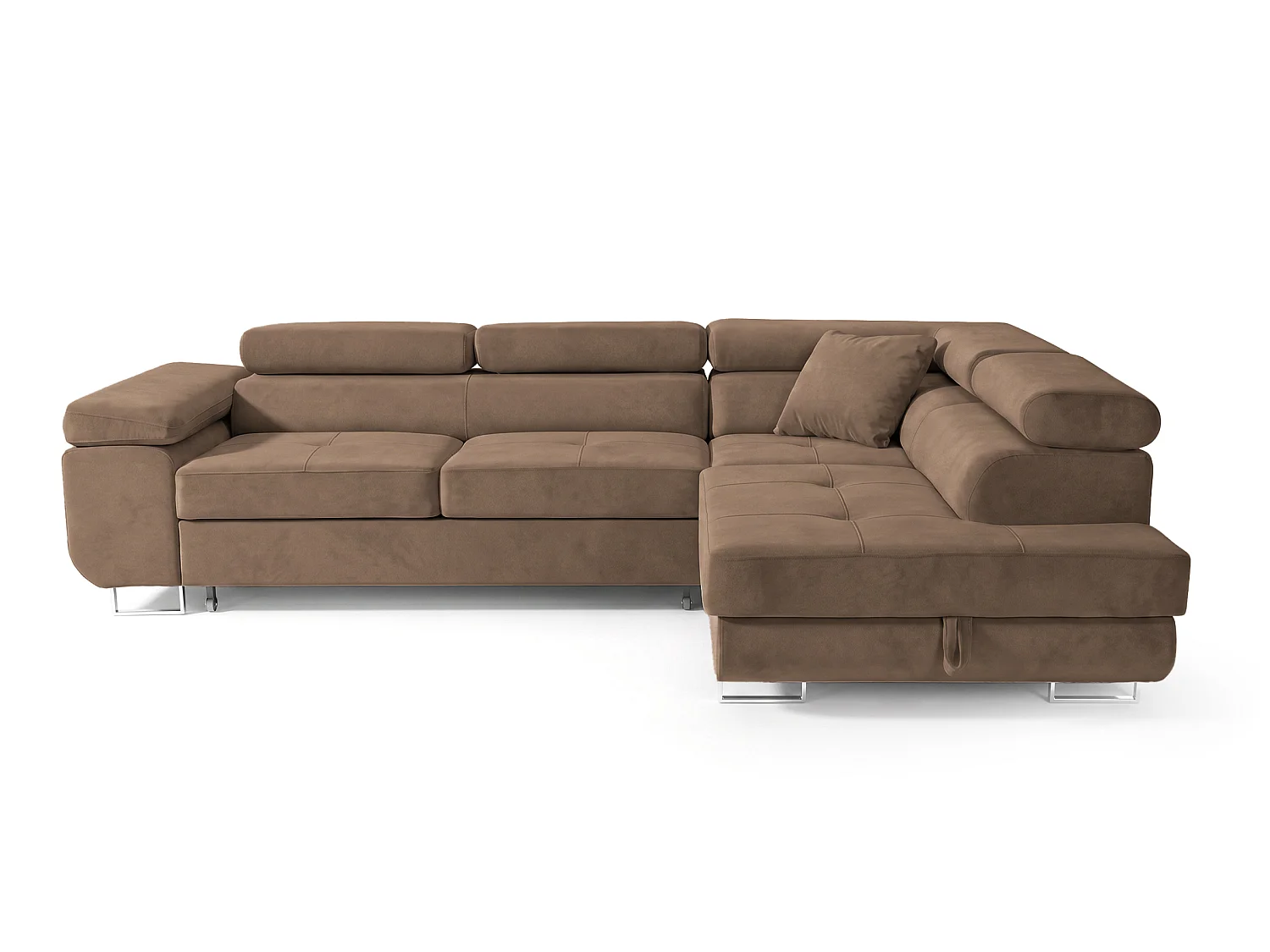 Ecksofa L-Form rechts mit Schlaffunktion braun 272 cm - Luca