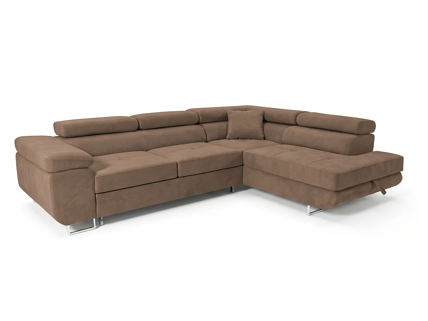 Ecksofa L-Form rechts mit Schlaffunktion braun 272 cm - Luca