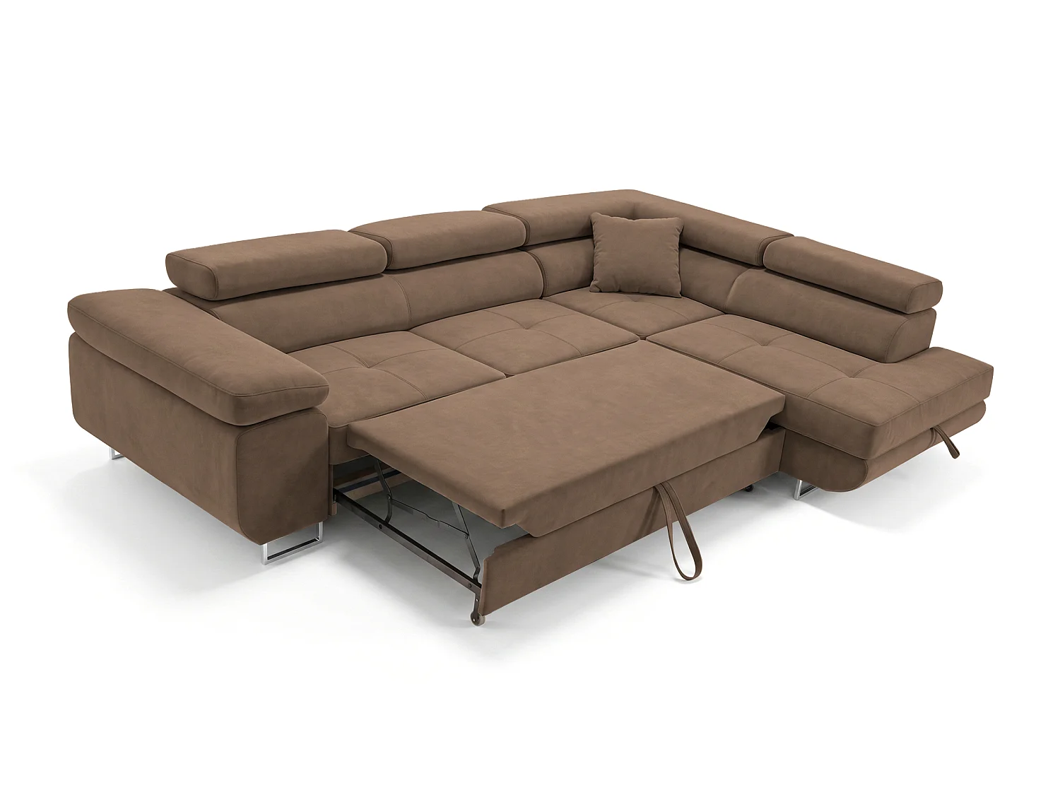 Ecksofa L-Form rechts mit Schlaffunktion braun 272 cm - Luca