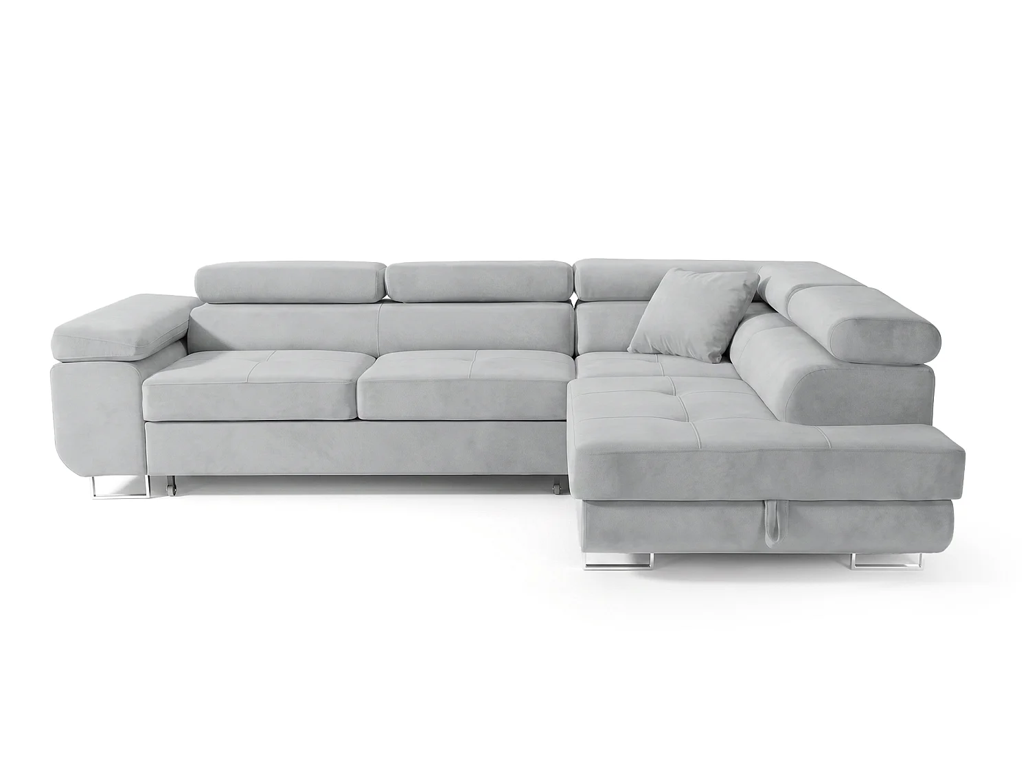 Ecksofa L-Form rechts mit Schlaffunktion hellgrau 272 cm - Luca