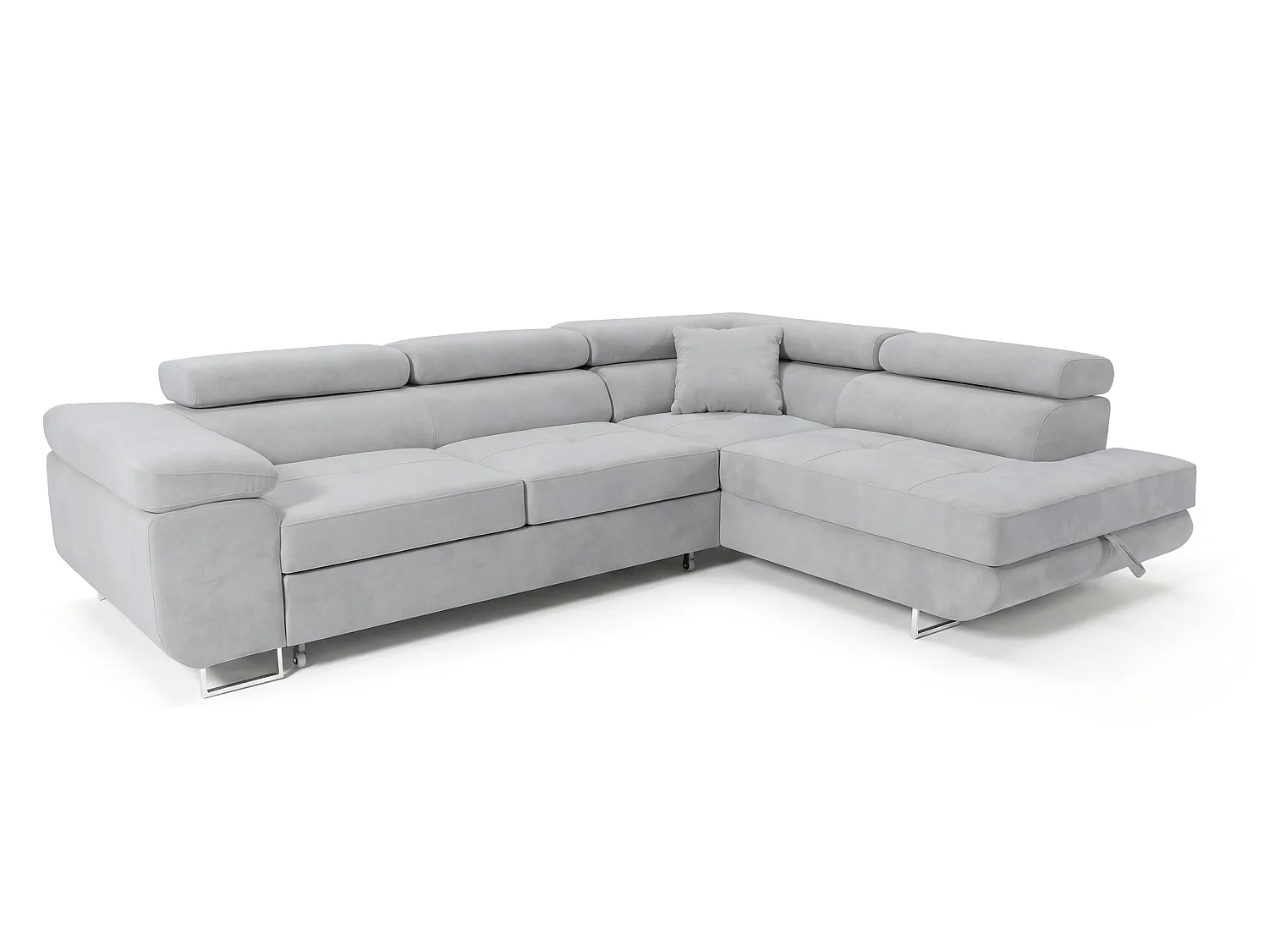 Ecksofa L-Form rechts mit Schlaffunktion hellgrau 272 cm - Luca