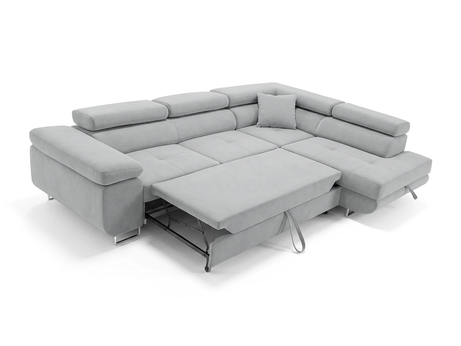 Ecksofa L-Form rechts mit Schlaffunktion hellgrau 272 cm - Luca