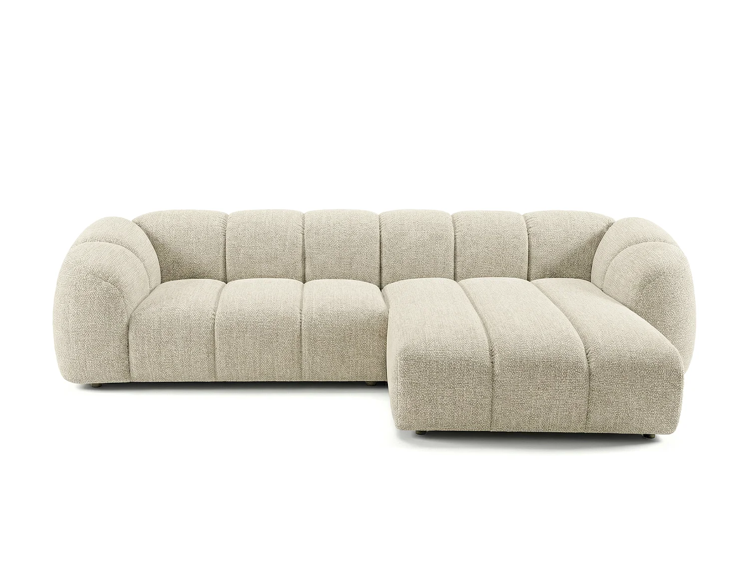 Canapé d'angle droit tissu bouclé blanc cassé 280 cm - Mali Design