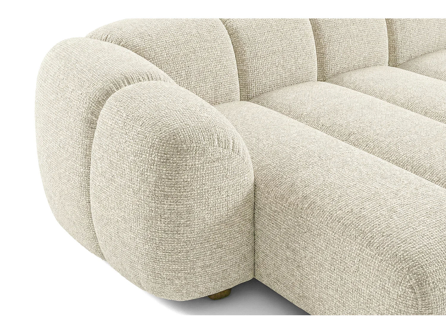 Canapé d'angle droit tissu bouclé blanc cassé 280 cm - Mali Design