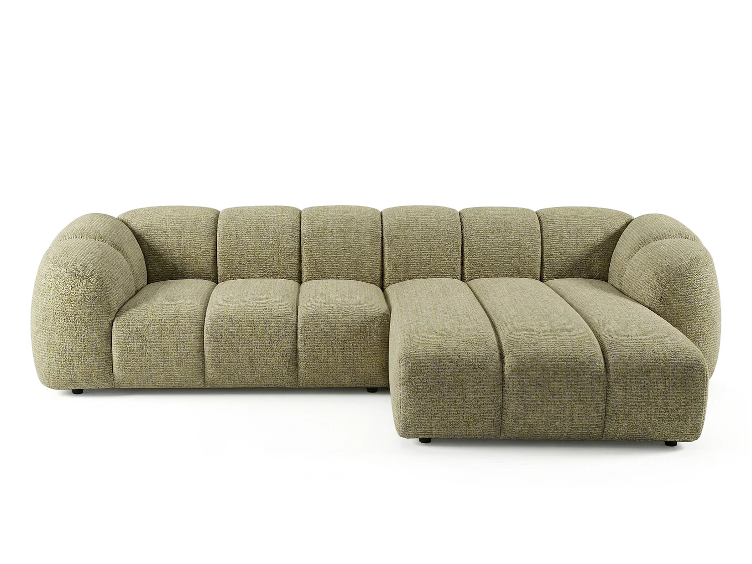 Canapé d'angle droit tissu bouclé jaune moutarde 280 cm - Mali Design