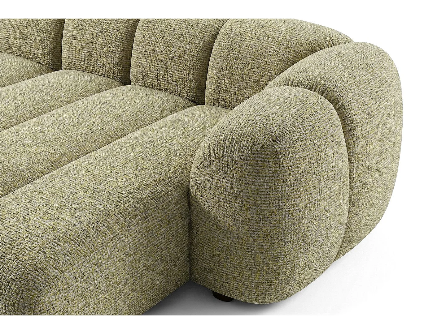 Canapé d'angle droit tissu bouclé jaune moutarde 280 cm - Mali Design