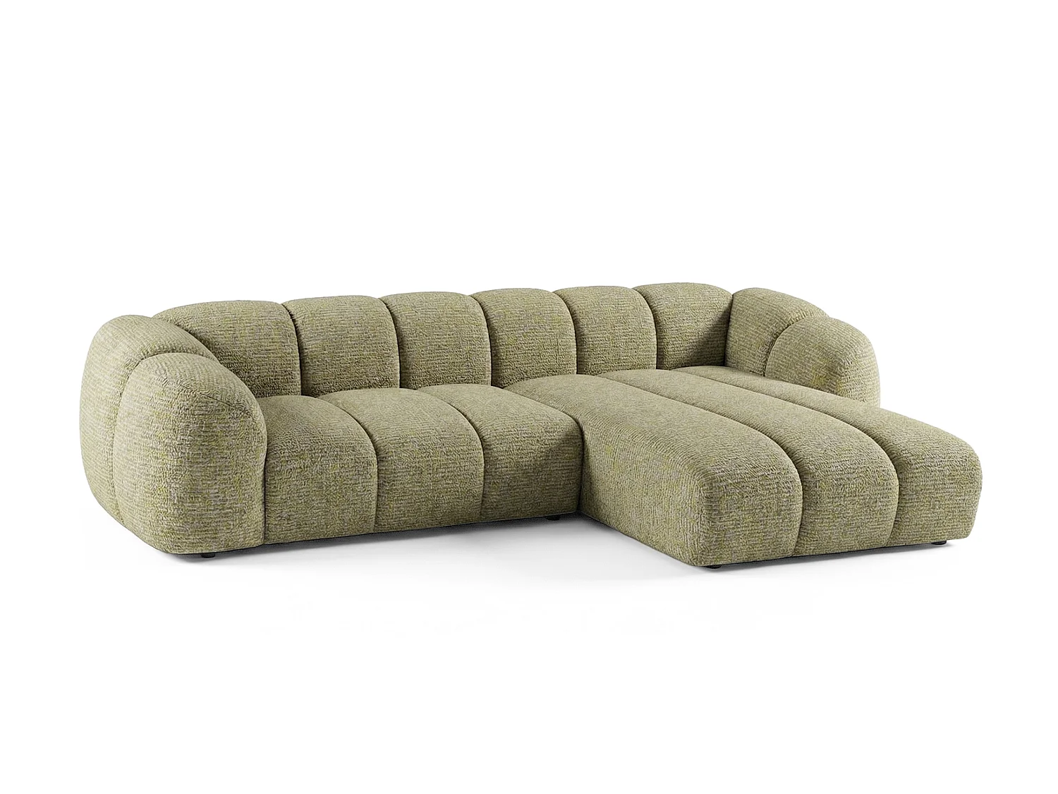 Canapé d'angle droit tissu bouclé jaune moutarde 280 cm - Mali Design