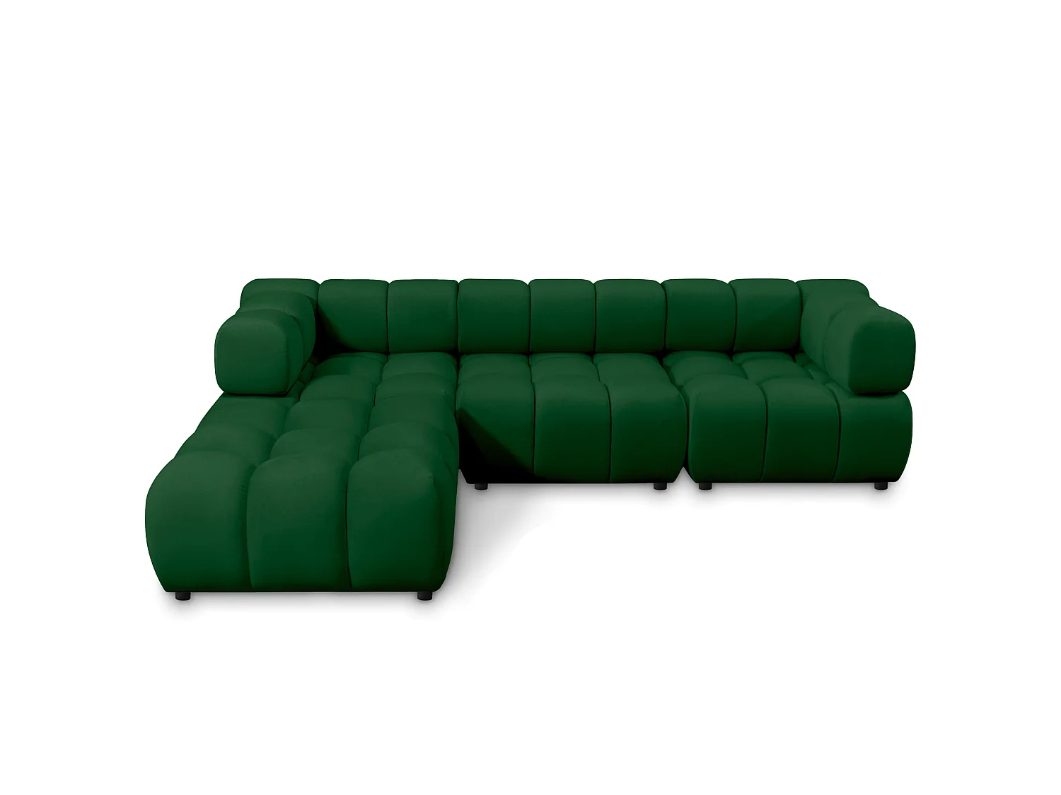 Canapé d'angle capitonné réversible en velours vert 288 cm - TONDO