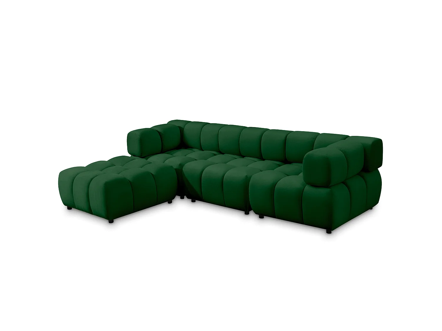 Canapé d'angle capitonné réversible en velours vert 288 cm - TONDO