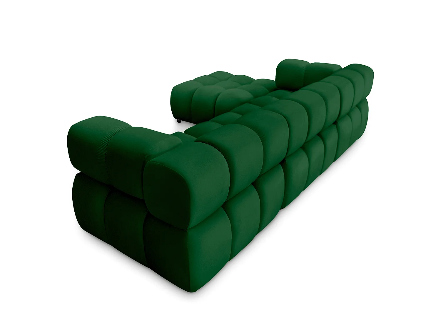 Canapé d'angle capitonné réversible en velours vert 288 cm - TONDO