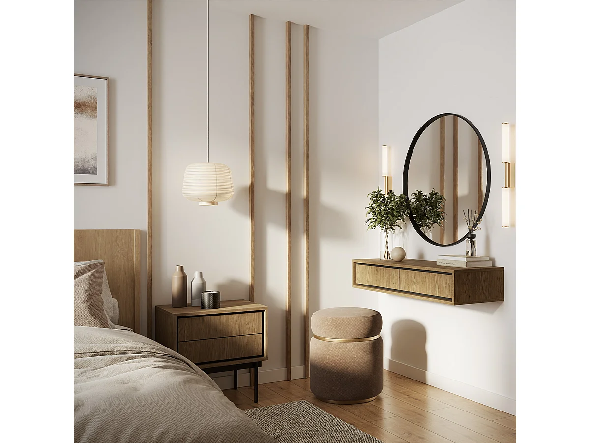 Nachttisch mit 2 Schubladen Vidia Holz